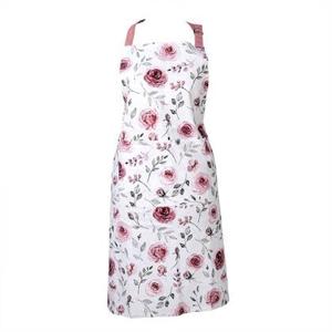 Clayre & Eef Keukenschort 70x85 cm Wit Roze Katoen Rozen BBQ Schort