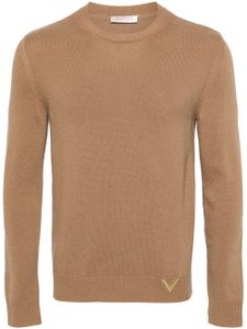 Valentino Garavani pull en laine vierge à détail VLogo - Marron