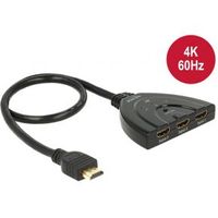 Delock 18600 HDMI UHD Switch 3 x HDMI in > 1 x HDMI uit 4K 60 Hz met geïntegreerde kabel 50cm - thumbnail