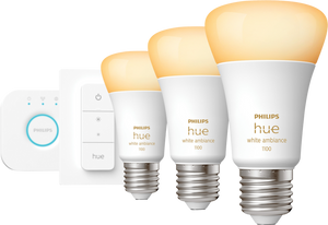 Philips Hue White Ambiance Starter Pack E27 met 3 lampen, dimmer + Bridge