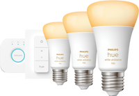 Philips Hue White Ambiance Starter Pack E27 met 3 lampen, dimmer + Bridge - thumbnail