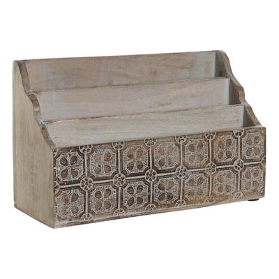 Multi-Functionele Organiser DKD Home Decor Wit Natuurlijk Mangohout 32 x 13 x 21 cm (12 Stuks)