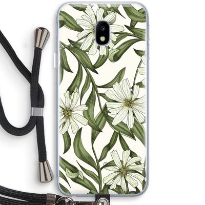 Wit bloemenpatroon: Samsung Galaxy J3 (2017) Transparant Hoesje met koord