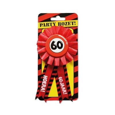 Paperdream 60 jaar rozet - leeftijd badge - 60e verjaardag - rood - feestartikelen