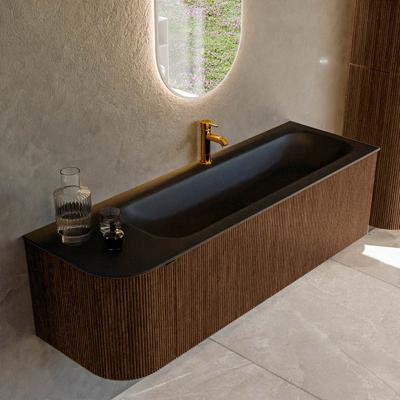 Badmeubel Mondiaz Kurve | 145 cm | Meubelkleur Walnut | Wastafelkleur Urban | Rechts spoelbak | 1 kraangat