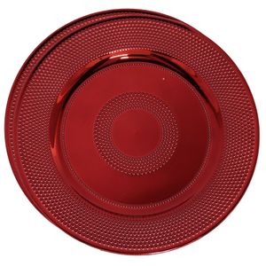 Set van 2x stuks kerstdiner onderborden rond rood glimmend 33 cm