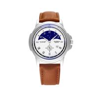 407 YAZOLE mannen mode Business leder Band Quartz Wrist Watch (bruin + wit)