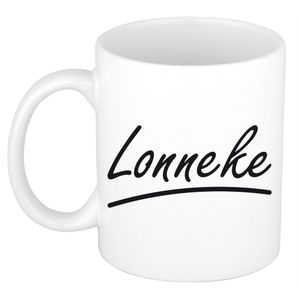 Naam cadeau mok / beker Lonneke met sierlijke letters 300 ml