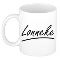 Naam cadeau mok / beker Lonneke met sierlijke letters 300 ml