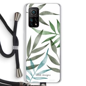 Tropical watercolor leaves: Xiaomi Mi 10T 5G Transparant Hoesje met koord