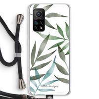 Tropical watercolor leaves: Xiaomi Mi 10T 5G Transparant Hoesje met koord