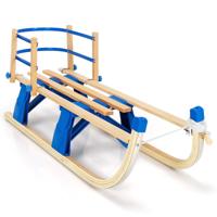 Opvouwbare Slee met Trekoord en Handvat Draagbare Slee met Stuur Metalen Glijrail en Rugleuning met Dubbele Latten