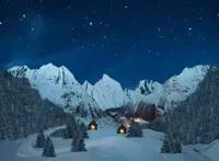 My Village Achtergrond canvas berglandschap nacht 76x56 cm My Village Achtergrond canvas berglandschap nacht 76x56 cm