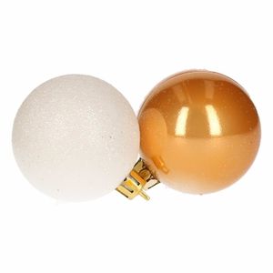 Kerstboom decoratie kerstballen mix wit/goud 12 stuks 5 cm