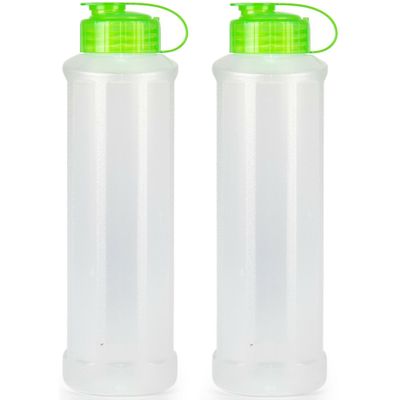 Drinkfles/waterfles/bidon - 2x - 1600 ml - transparant/groen - kunststof