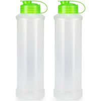 Drinkfles/waterfles/bidon - 2x - 1600 ml - transparant/groen - kunststof