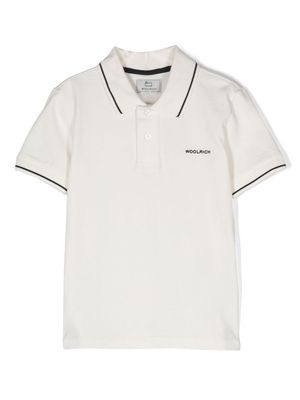 Woolrich Kids polo à bords rayés - Blanc