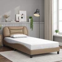 Bedframe met hoofdbord kunstleer cappuccinokleurig 100x200 cm