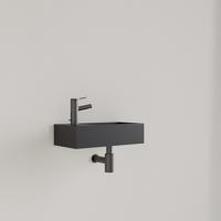 Fontein Gliss Design Nano 36x18x9 cm 1 Kraangat Links Mat Zwart
