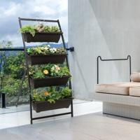 4-tier Verhoogd Bloembed met 4 Bakken en Drainagegaten Vrijstaand Verticaal Bloembed 6 x 70,5 x 160 cm