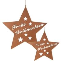 Ngk Hanger ster frohe weihnachten metaal roestkleurig 25 cm set van 2 | 12 stuks