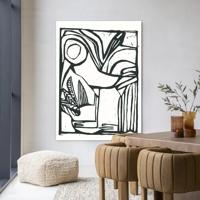 Urban Cotton Wandkleed 'Vogel' 80 x 110cm in Frame - black
