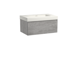 Storke Edge zwevend badmeubel 85 x 52 cm beton donkergrijs met Mata High enkele wastafel in mat witte solid surface