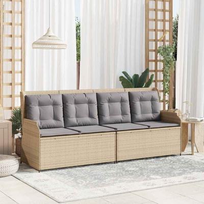 Tuinbank met kussen Beige Poly riet