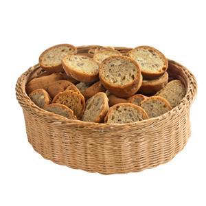 Brood/fruit mandje - gevlochten kunststof - naturel - rond - D36 x H11 cm - broodmand/fruitmand