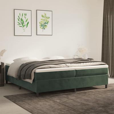 Boxspring met matras fluweel donkergroen 200x200 cm