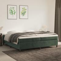 Boxspring met matras fluweel donkergroen 200x200 cm