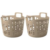 Flexibele wasmand - 2x - beige - 35 liter - kunststof - 39 x 41 x 36 cm - thumbnail