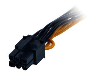 Akasa Stroom Adapter [2x SATA-stroomstekker - 1x PCIe-stekker 6-polig] 0.15 m Zwart, Geel