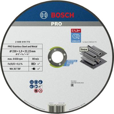 Bosch Accessories Standard for Inox 2608619773 Doorslijpschijf recht 230 mm 1 stuk(s) Staal