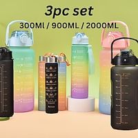 2000 ml / 900 ml / 300 ml 3 stuks matte gradiënt plastic beker draagbare rietje beker met grote capaciteit met handvat buiten reizen gradiëntkleur afgestudeerd matte waterfles sportfles rietje beker Lightinthebox