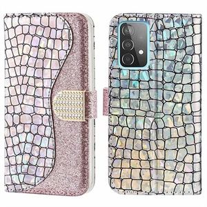 Croco Bling Series Samsung Galaxy A52 5G, Galaxy A52s Portemonnee Hoesje - Rose Goud