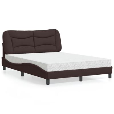 Bed met matras "Hvar" stof donkerbruin 140x190 cm