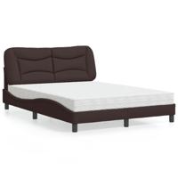 Bed met matras "Hvar" stof donkerbruin 140x190 cm