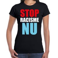 Stop racisme NU demonstratie / protest t-shirt zwart voor dames - thumbnail