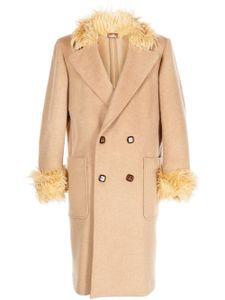 Late Checkout wool double-breasted coat - Marron