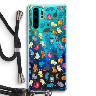 Kleurrijke katten: Huawei P30 Pro Transparant Hoesje met koord