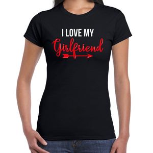 I love my girlfriend valentijn t-shirt zwart voor dames