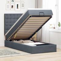 Ottoman bed met matrassen en LED's 90x200cm fluweel donkergrijs
