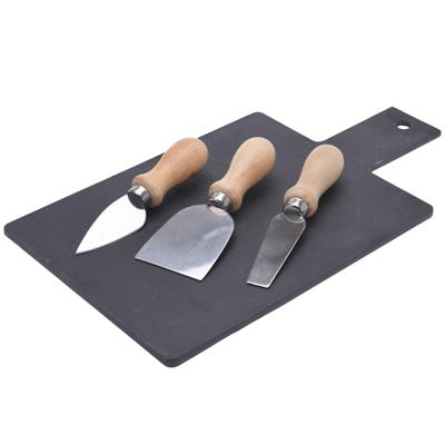 Excellent Houseware Kaasplank/serveerplank - van leisteen - met 3x kaasmesjes - 33 x 17 cm Excellent Houseware Kaasplank/serveerplank - van leisteen - met 3x kaasmesjes - 33 x 17 cm