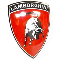 Lamborghini Logo Zwaar Emaille Bord Rood - 65 x 47cm Lamborghini Logo Zwaar Emaille Bord Rood - 65 x 47cm