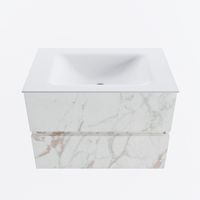 MONDIAZ VICA 70cm badmeubel onderkast Carrara 2 lades. Wastafel CLOUD midden zonder kraangat, kleur Talc. - thumbnail