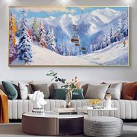 mintura handgemaakte skigebied landschap olieverfschilderijen op canvas kunst aan de muur decoratie moderne abstracte foto voor huisdecoratie gerold frameloos ongerekt schilderij Lightinthebox