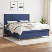 Boxspring met matras stof blauw 160x200 cm