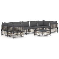 The Living Store Antraciet Poly Rattan Loungeset - Hoekbank 72x72x66cm - Weerbestendig materiaal