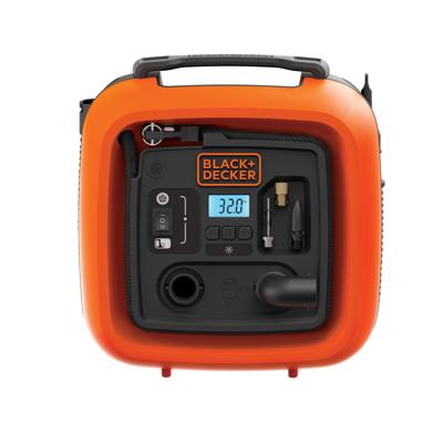 BLACK+DECKER ASI400 11bar AC/DC Compressor | Universele ventieladapter | 2x Tapse aansluitingen | 1x Naaldaansluiting | 12V adapter - ASI400-XJ